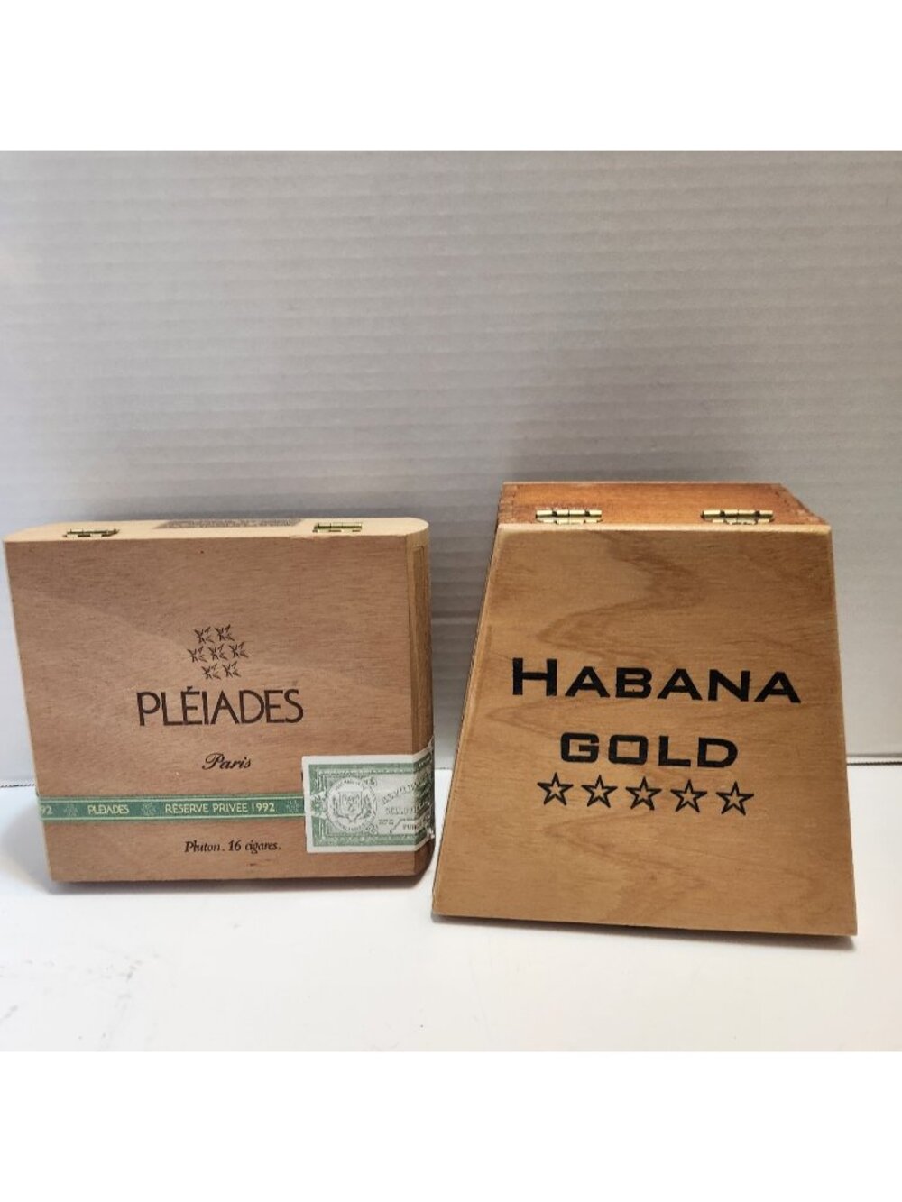 Wooden Cigar Boxes Habana & Pleiades Set Of 2 Vintage Boxes Empty